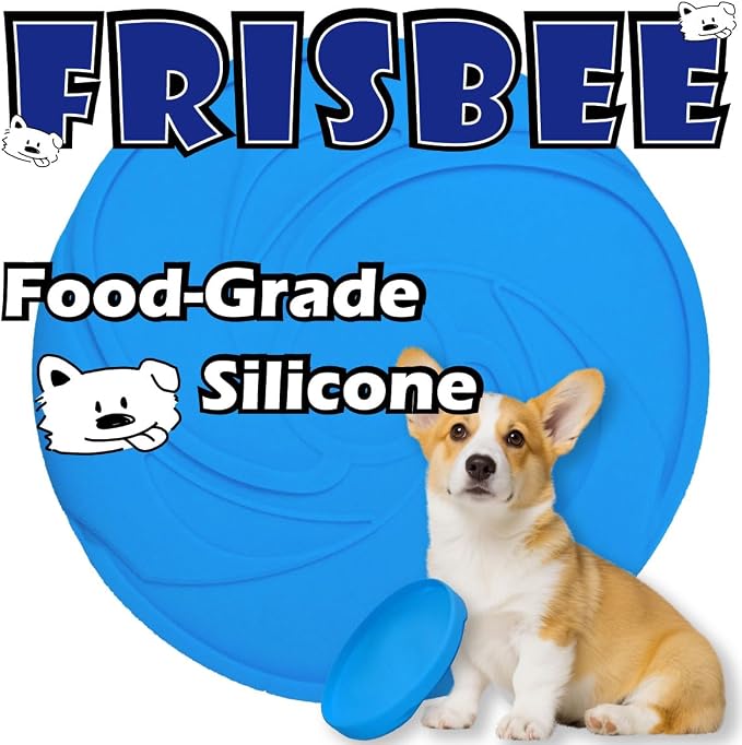 AMAZING TOYZ Dog Flying Discs 2 Pack Yellow and Blue Frisbee for Dog Toys, Soft Rubber Interactive Fetch Toy for Small Medium Large Dogs - Safe for Teeth and Chewers 20cm