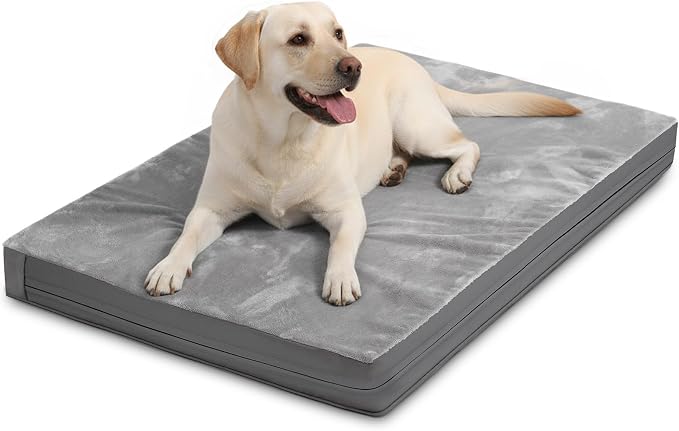 Waterproof Dog Beds Large Sized Dogs, Outdoor Washable Orthopedic Pet Bed with Removable Cover Reversible, Foam Pets Bed Durable Anti-Slip Bottom, 36"x27", Gray