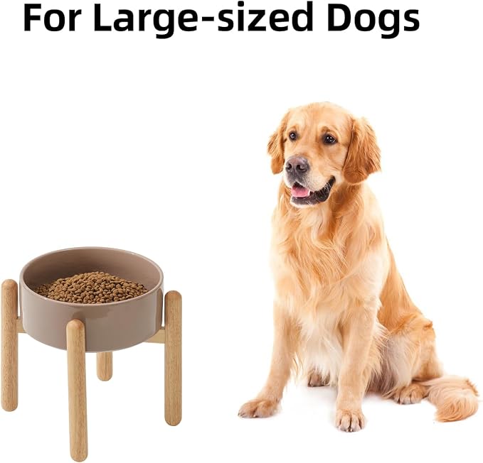Havniva 8.3inch Ceramic Raised Dog Bowl with Stand, Elevated Dog Bowls for Large Breed Dog Food and Water Bowl Non-Slip Dog Dish Large Capacity Feeding Pet Water Bowl
