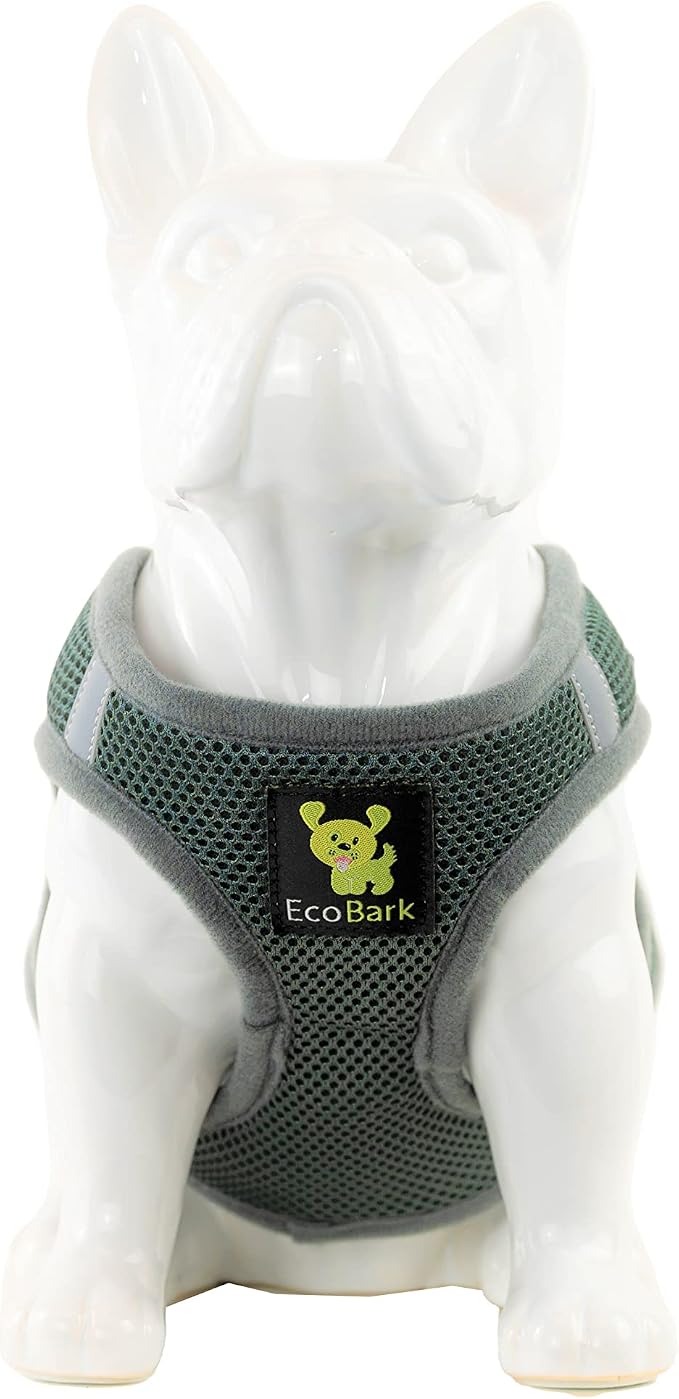 EcoBark Premium Step in Dog Harness - Luxury Soft Padded Mesh Dog Harness (Large, Gray)