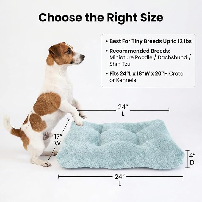 24 Inch Dog Crate Bed for Small Dogs, Washable Dog Crate Pad for Dog Cages, Soft Jacquard Flannel Kennel Mat with Anti-Slip Bottom, Fluffy Crate Mat for Puppies and Small Dogs,Sage Green