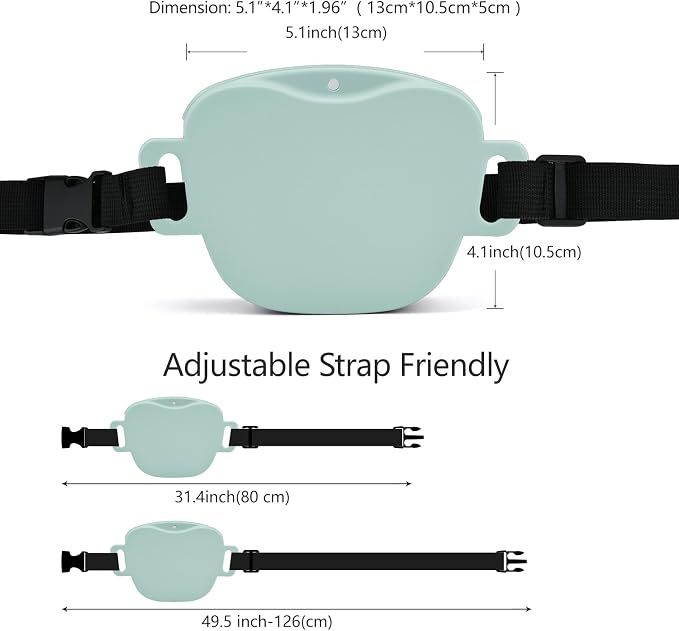 AUDWUD Magnetic Silicone Dog Treat Pouch with Adjustable Belt | Fits All Waist Sizes.Hands free with adjustable strap 31"-49.5",Magnetic spill proof seal for active,flexible
