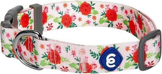 Blueberry Pet Essentials Spring Scent Inspired Garden Floral Adjustable Dog Collar in Baby Pink, Large, Neck 18"-26"