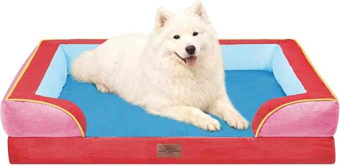 Comfort Expression Orthopedic Dog Beds for Large Sized Dog with Bolster | Waterproof Dog Couch Bed with Washable Cover & Non-Slip Bottom, Supportive Egg Crate Foam Large Pet Bed, 36x27 Inch