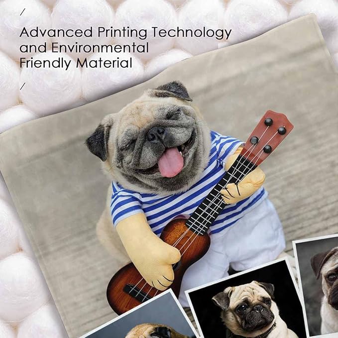 Personalized Pet Photo Blanket Forever in Our Hearts Custom Loss of Dog Memorial Fleece Blankets Ultra-Soft Micro Throw Blanket Gift for Kids Grieving Pet Owner 30X40 Inch