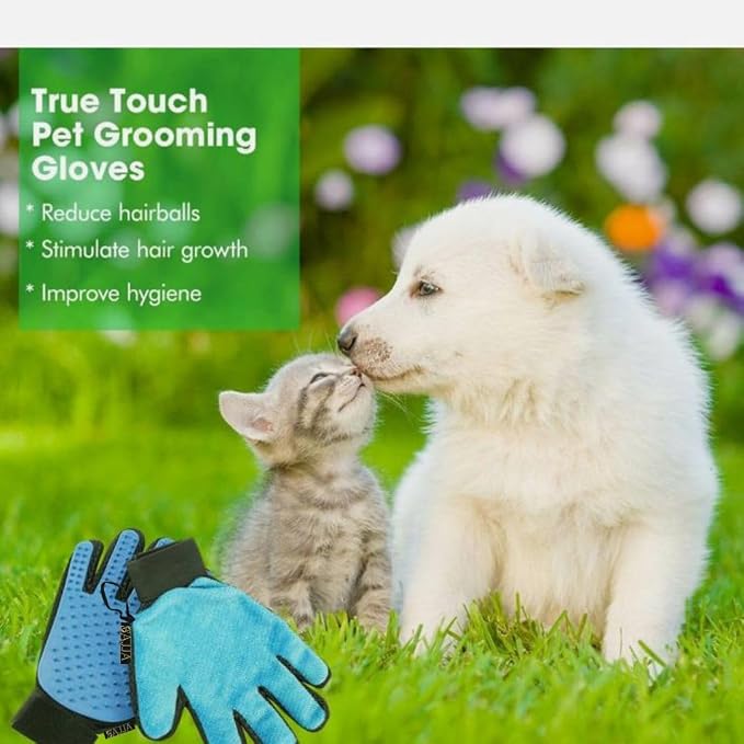 2-in-1 Pet Grooming Gloves 2-Pack – Double-Sided Deshedding & Pet Hair Remover for Dogs & Cats – Gentle Massage Glove – Lint Remover for Furniture & Clothing