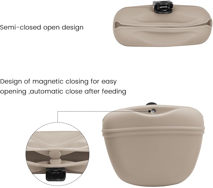 AUDWUD Silicone Dog Treat Pouch with Clicker Magnetic Closure Secure Clip | Upgraded clip keeps your treat pouch secure during training.Magnetic closure allows fast one hand access.Includes dog click