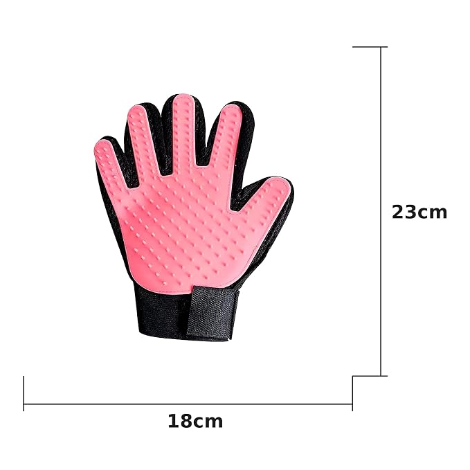 Pet Grooming Gloves – Deshedding & Bath Brush Gloves for Dogs, Cats & Horses, Gentle Hair Remover & Massage Mitt (Pink)