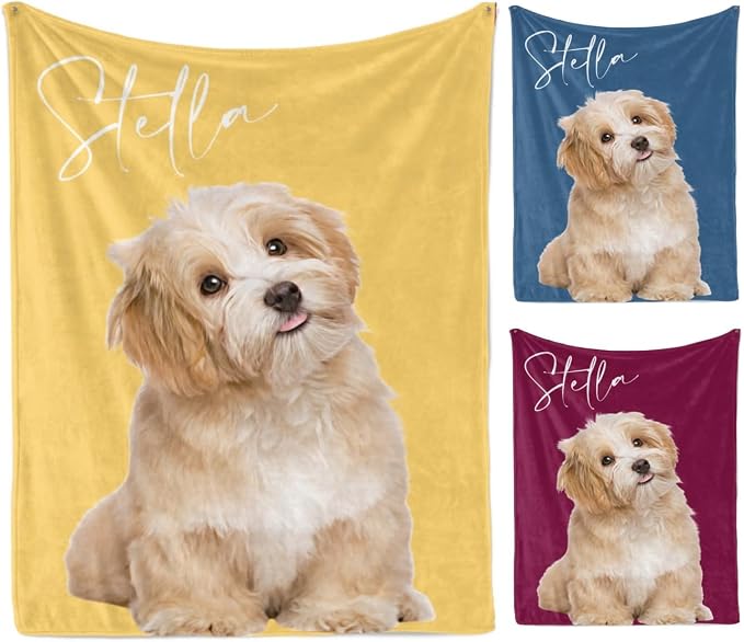 D-Story Custom Pet Blanket with Dog Photo and Name, Personalized Dog Blankets for Cat Customized Dog Blanket with Picture, Fleece Throw Blanket Gift