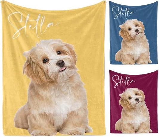 D-Story Custom Pet Blanket with Dog Photo and Name, Personalized Dog Blankets for Cat Customized Dog Blanket with Picture, Fleece Throw Blanket Gift