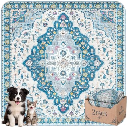 Washable Pee Pads for Dogs,Super Absorbent Reusable Puppy Potty Training Pads,Waterproof,Leak-Proof & Non-Slip Potty Pads for Floor,Whelping,Crates,Bed(Indigo Sky, 54"x54")