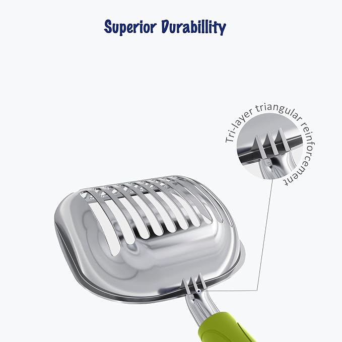 WePet Cat Litter Scoop, Aluminum Alloy Sifter, Kitty Metal Scooper, Deep Shovel, Long Handle, Poop Sifting, Kitten Pooper Lifter, Durable, Heavy Duty, for Litter Box