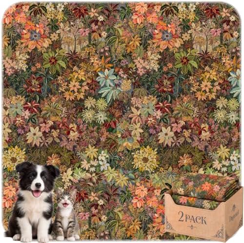 Washable Pee Pads for Dogs,Super Absorbent Reusable Puppy Potty Training Pads,Waterproof,Leak-Proof & Non-Slip Potty Pads for Floor,Whelping,Crates,Bed(Forest Bloom, 48"x48")