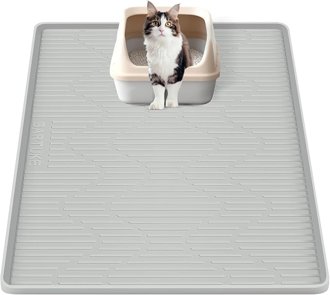 Silicone Cat Litter Box Mat 24"x 17" Extra Large Cat Rubber Mat | Cat Mat for Litter Box, Non-Slip, Waterproof Cat Litter Trapping Mat with Raised Edge, Kitty Litter Mat for Floor, Easy Clean