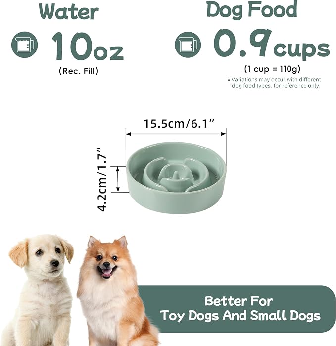 Havniva Ceramic Slow Feeder Dog Bowls, 0.9 Cups Dog Bowl Slow Feeding for Small Breed, 6.1inch Puzzle Dog Food Bowl Slow Feeder Non-Slip Anti-Gulping and Anti-Choking Reduces Bloating