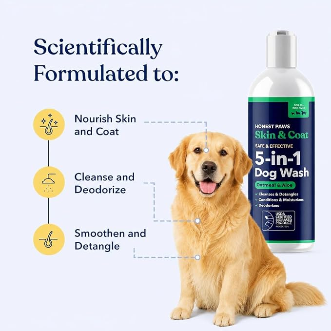 Oatmeal Aloe Dog Shampoo and Conditioner, Itchy Skin Relief, Sensitive Skin | Oatmeal Shampoo for Dogs, Anti-Itch Pet Shampoo for Allergies and Itching, Puppy Dog Wash, Natural Sulfate Free