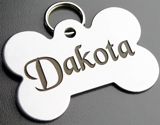 DEEP Custom Stainless Steel Pet ID Tags Front and Back Engraved Dog Tags Personalized for Dogs and Cats (XL Bone 1-1/3"x2)