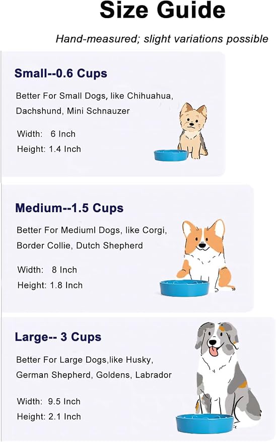 LE TAUCI Slow Feeder Dog Bowls Ceramic, 3 Cups Slow Feeding Dog Bowl Medium Large Breed, Puzzle Pet Dishes,Vortex Blue