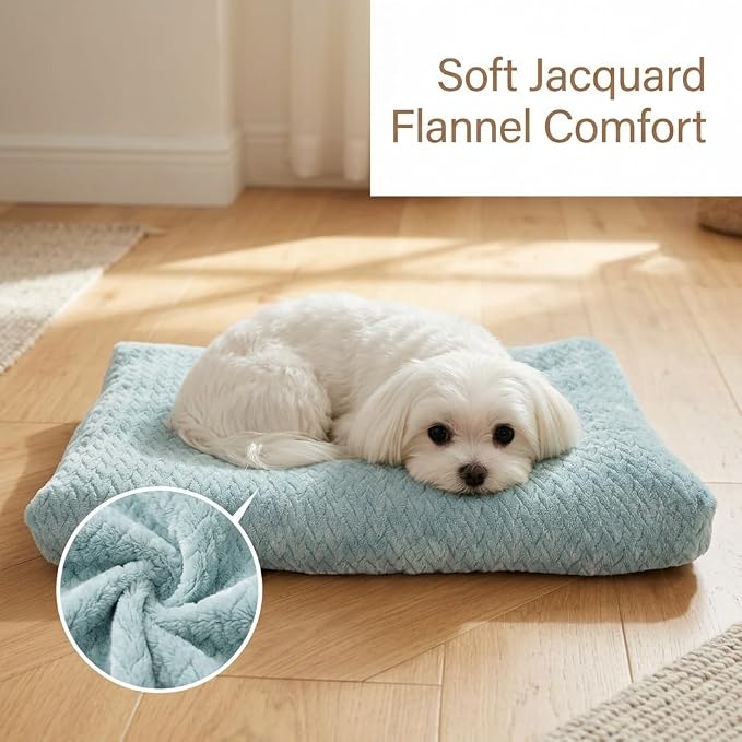18 Inch Dog Crate Bed for Small Dogs and Puppies,Washable Puppy Crate Pad for Dog Cages,Soft Jacquard Flannel Kennel Mat with Anti-Slip Bottom,Fluffy Dog Bed for Toy Breeds,Sage Green