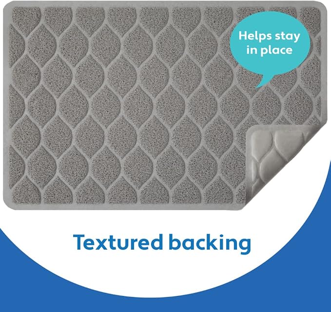 MIGHTY MONKEY Waterproof BPA Free Cat Litter Box Trapping Mat, Easy Clean Floors, Textured Backing, Soft on Sensitive Kitty Paws, Cats Accessories, Less Waste, Stays in Place, 35x23, Slate Gray
