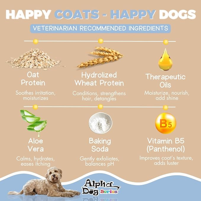 Natural Dog Shampoo and Conditioner with Aloe Vera, pH Balanced Oatmeal Shampoo for Dogs, Tear-Free Dog Shampoo for Sensitive Skin, 26.4 Oz (Pack of 6)