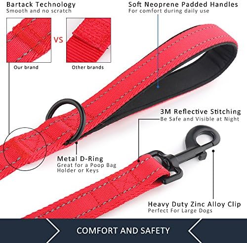 Plutus Pet Double Handle Dog Leash, 5 FT Long, for Medium Large Dogs