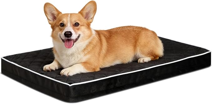 NUPIDA Orthopedic Dog Beds Large Sized Dog Waterproof Pet Kennel Pad with Removable Washable Cover and Non-Slip Bottom, 35x23 Inch, Black