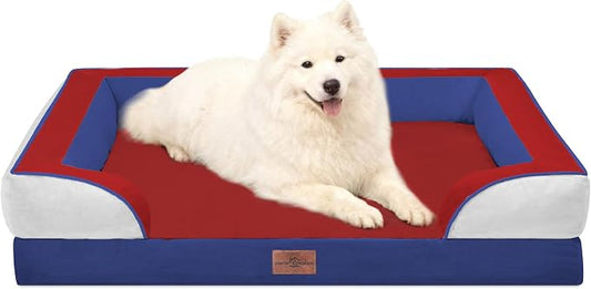 Comfort Expression Orthopedic Dog Beds for Large Sized Dog with Bolster | Waterproof Dog Couch Bed with Washable Cover & Non-Slip Bottom, Supportive Egg Crate Foam Large Pet Bed, 36x27 Inch