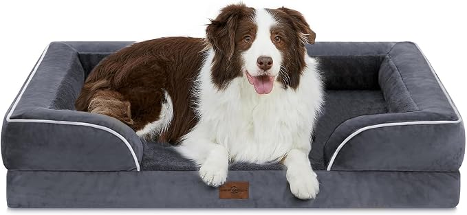 Comfort Expression Orthopedic Dog Beds for Large Sized Dog with Bolster | Waterproof Dog Couch Bed with Washable Cover & Non-Slip Bottom, Supportive Egg Crate Foam Large Pet Bed, 36x27 Inch