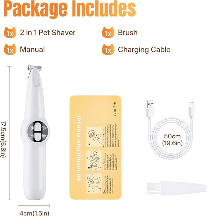 Mcbazel 2 in 1 Pet Micro Precision Trimmer & Nail Grinder, Multifunctional Rechargeable Pet Shaver Hair Nail Trimmer with LED Light for Paws Eyes Ears Face Buttocks for Large/Small Dogs and Cats