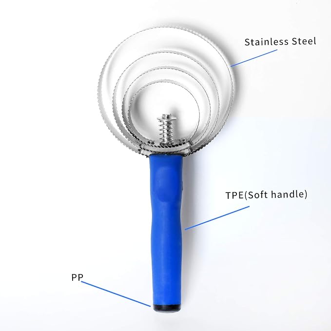 BOTH WINNERS Reversible Stainless Steel Curry Comb with Soft Touch Grip (Blue)