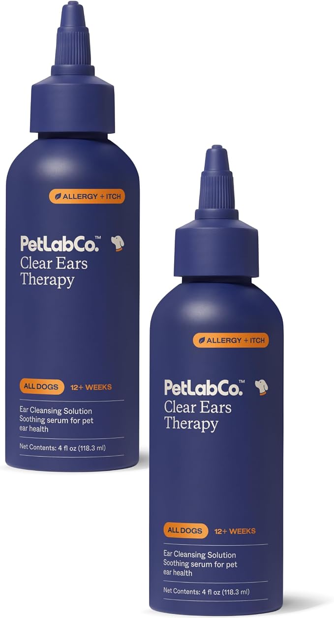 PetLab Co. Clear Ears Therapy Ear Cleaner, 4 fl oz, 2-Pack | Ear wash designed for gentle daily use to support wax, yeast, dirt buildup, and odor management for calmer, healthier ears
