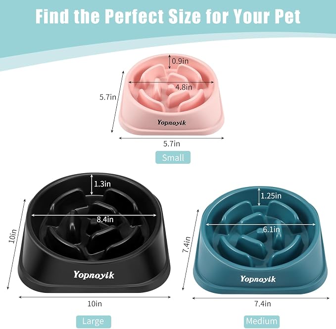 Yopnoyik Slow Feeder Dog Bowls for Healthy Eating, Non-Slip and Anti-Choking Design, Reduces Bloating & Overeating for Large Dogs, Easy to Clean