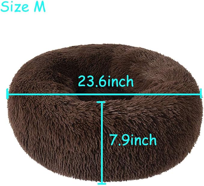 Modern Soft Plush Round Pet Bed for Cats or Small Dogs, Mini Medium Sized Dog Cat Bed Self Warming Autumn Winter Indoor Snooze Sleeping Cozy Kitty Teddy Kennel (24'' D x 8'' H, Chocolate)
