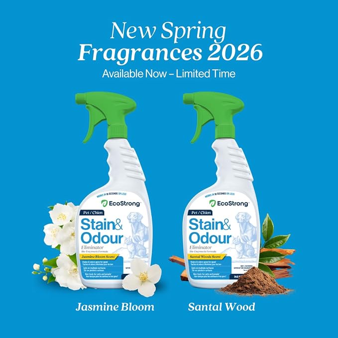 Eco Strong Pet Stain and Odor Remover - Pet Odor Eliminator, Urine Destroyer for Dogs, Pet Urine Enzyme Cleaner | Jasmine Bloom - 32 oz