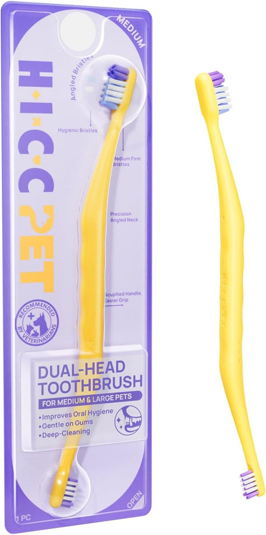 HICC PET Toothbrush for Dogs & Large Cats, Ergonomic Pet Toothbrush for Easy Teeth Cleaning,Gentle on Gums, Cat & Dog Oral Care – Toothpaste Not Included