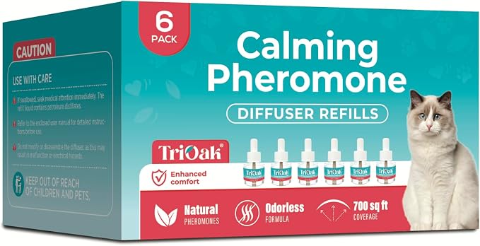 Cat Calming Diffuser Refills: Premium Cat Pheromones Calming Diffuser Refills - 6-Month Supply - Soothing & Relaxing Support for Cats