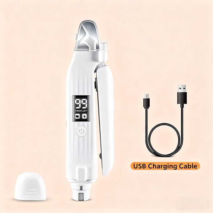 2-in-1 Dog Cat Nail Clipper Grinder with LED Light, USB Rechargeable
