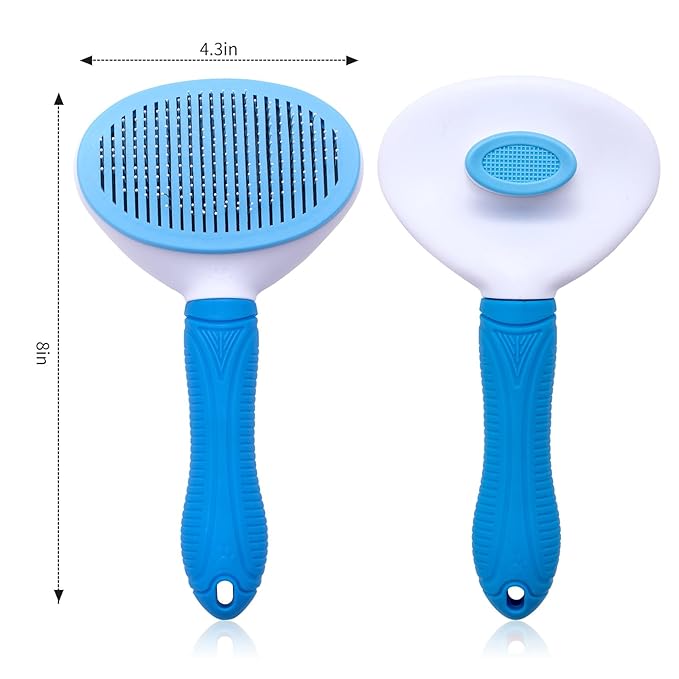 Aogeili Self-Clean Slicker Brush, Deshedding Comb for Dogs Cats Rabbits | One-Click Release Removes Loose Undercoat, Mats & Tangles, for Long & Short Hair Shedding Pets