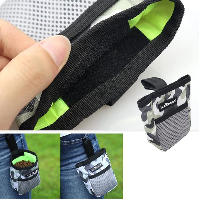 leconpet Dog Treat Pouch Portable Treat Pouch for Dog Training Easily Carries Perfect Food Snack Storage Holder for Puppy Training and Walking (Black)