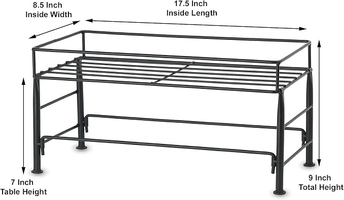 PetRageous 81031 Tobys Set The Table Steel Frame Dog Feeder, 7-Inch Tall by 18-Inch Long and 8.5-Inch Wide, Holds Two 8-Inch Diameter Bowls, for Medium Dogs And Cats, Black