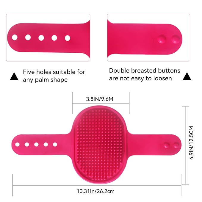 Dog Grooming Brush，Pet Shampoo Massage Bath Brush Comb with Adjustable Loop Handle for Grooming Short and Long Hair Cats and Dogs, 2pcs(Tapered brush head, Blue+Red)