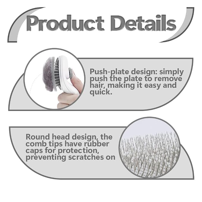 Cat Brush for Shedding & Grooming, Self-Cleaning Cat Slicker Brush with Push Button | Gentle Deshedding & Dematting Tool for Short & Long Hair Cats and Dogs | Massaging Pet Hair Remover for Loose Fur