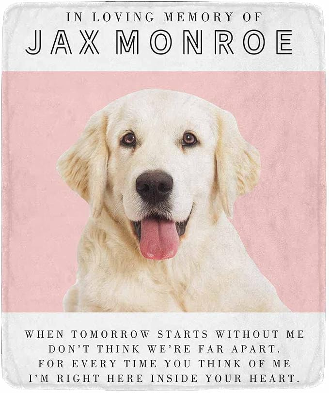 Artsadd Custom Memorial Blanket with Photos and Name-in Loving Memory Gifts Personalized for Loved Ones Lost-Remembrance Blankets for Dogs Cats Pets Lover-Pink