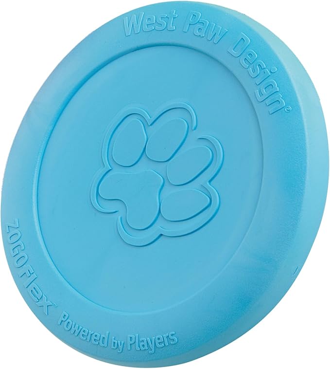 West Paw Zogoflex Zisc Dog Flying Disc, High Flying Aerodynamic Disc for Dogs Puppy – Lightweight, Floatable Disc for Fetch, Tug of War, Catch, Play – Doubles as Food/Water Bowl, Small 6.5", Aqua Blue