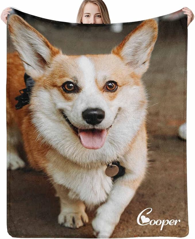 Artsadd Custom Memorial Blanket with Photos and Name-in Loving Memory Gifts Personalized for Loved Ones Lost-Remembrance Blankets for Dogs Cats Pets Lover-One Picture