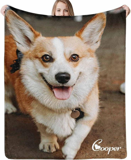 Artsadd Custom Memorial Blanket with Photos and Name-in Loving Memory Gifts Personalized for Loved Ones Lost-Remembrance Blankets for Dogs Cats Pets Lover-One Picture