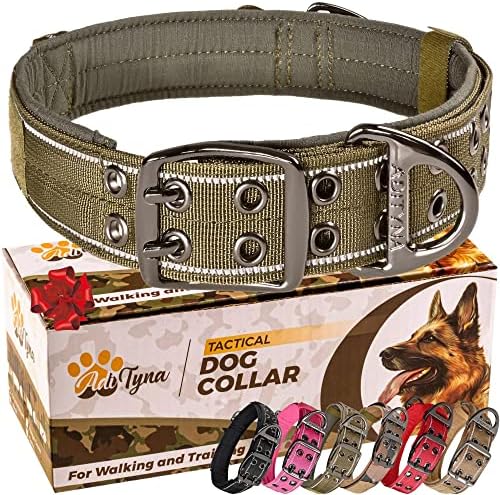 ADITYNA Heavy Duty Green Dog Collar for Large Dogs with Traffic Handle