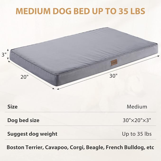BFPETHOME Outdoor Waterproof Dog Bed for Large Dogs, Washable Cover, 30" | Outdoor & Indoor Use, Waterproof, For Medium, Large, Extra Large Dogs, Orthopedic, Egg Crate Foam, Up to 35 lbs