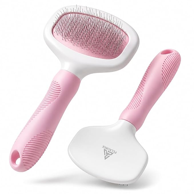 Pink Deshedding Slicker Brush for Long and Short Hair Dogs | Removes Loose Undercoat, Mats and Tangles, Skin Friendly Grooming Comb for Shedding Control on Long and Short Hair